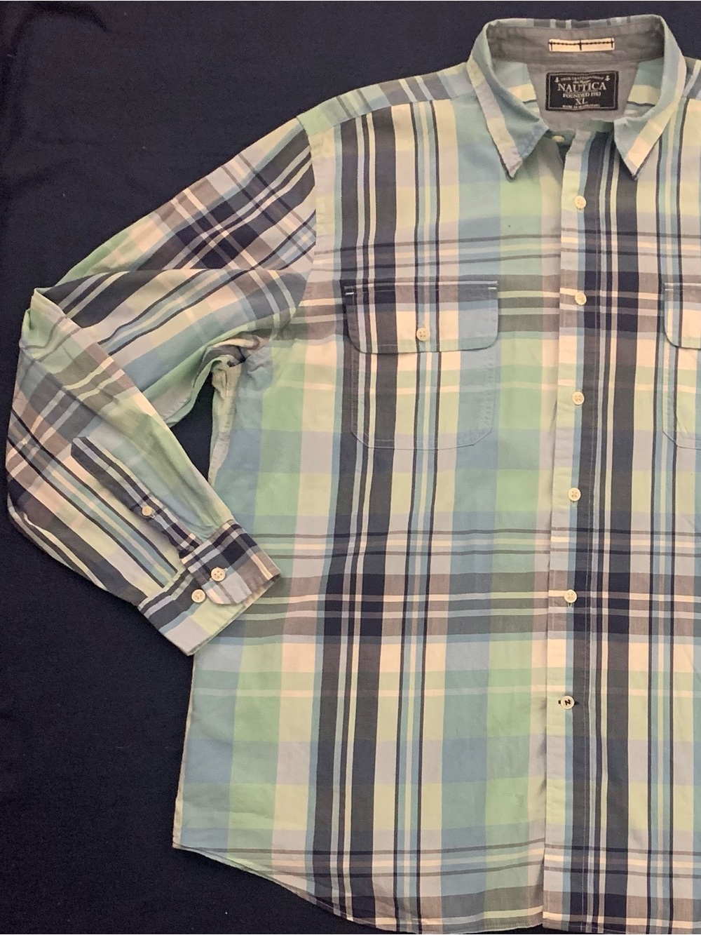 NAUTICA LS All Cotton Duel Pocketed Plaid Shirt
